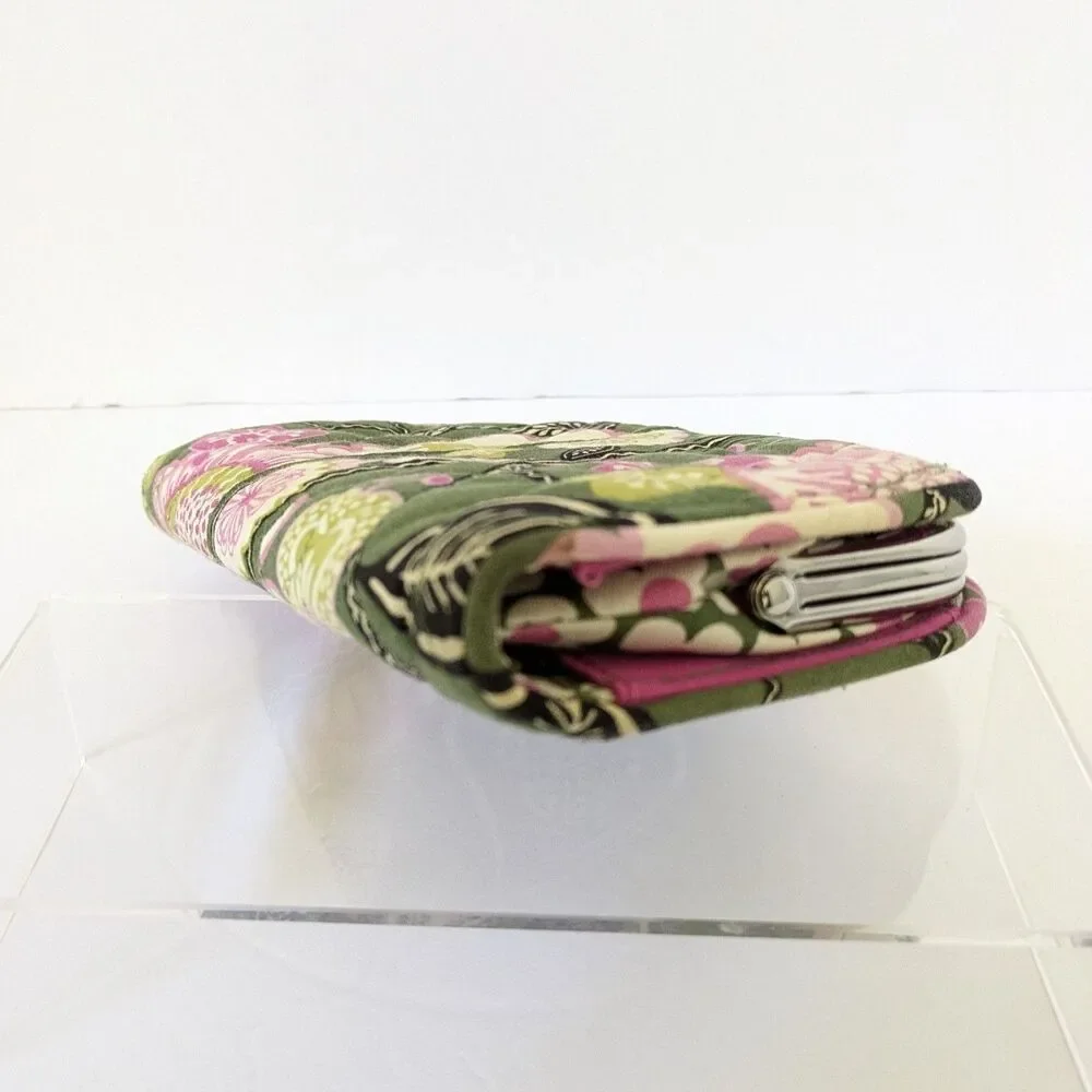Vera Bradley Olivia Pink Floral Snap Double Kiss Lock Wallet Clutch Retired